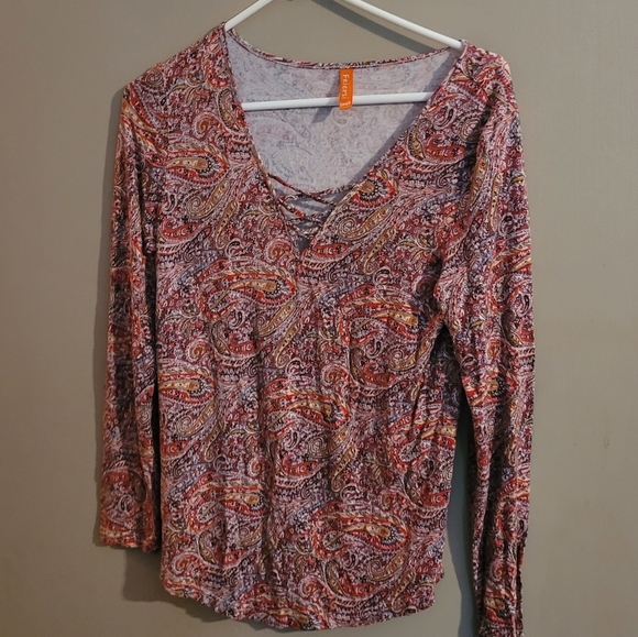 Feiersi Tops - FEIERSI Red Ruched 3/4 Sleeve Blouse